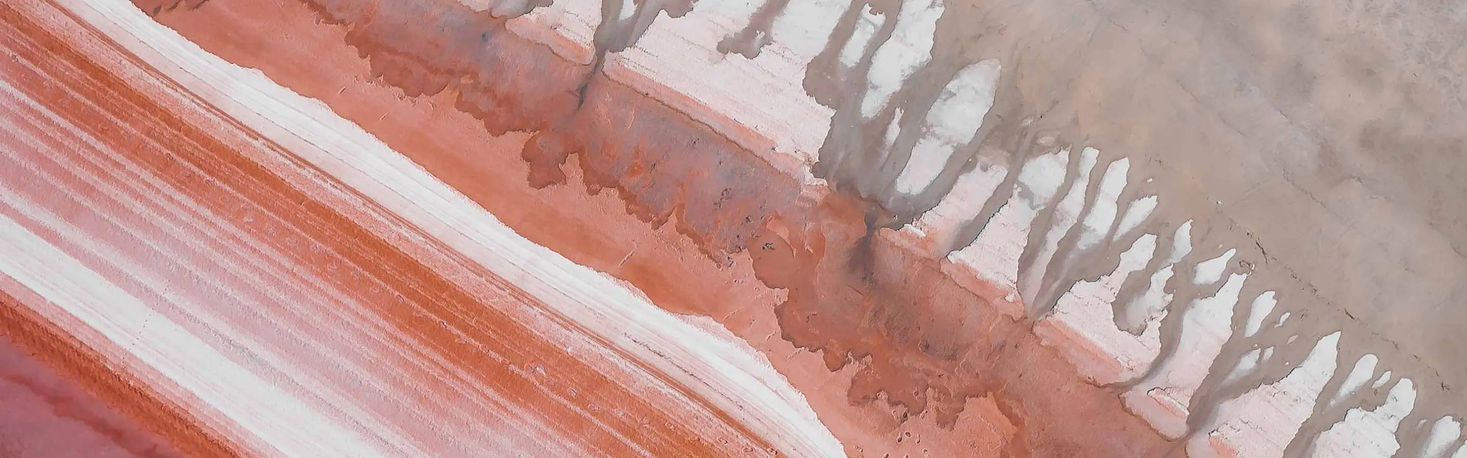 Aerial view of pink lake