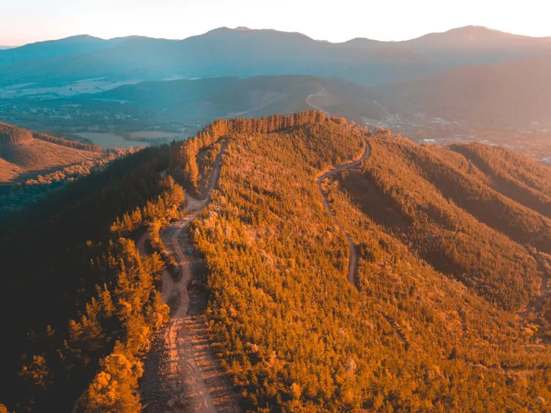 Path winding on top of mountain