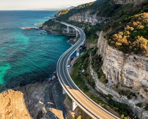 View of sea cliff bridge in Wollongong New South Wales